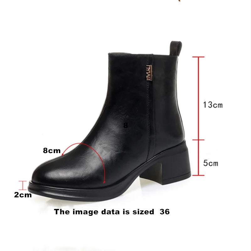 AIYUQI Women's Ankle Boots Wool Warm 2025 New Genuine Leather Snow Boots for Women Large Size Fashiona Retro Winter Boots