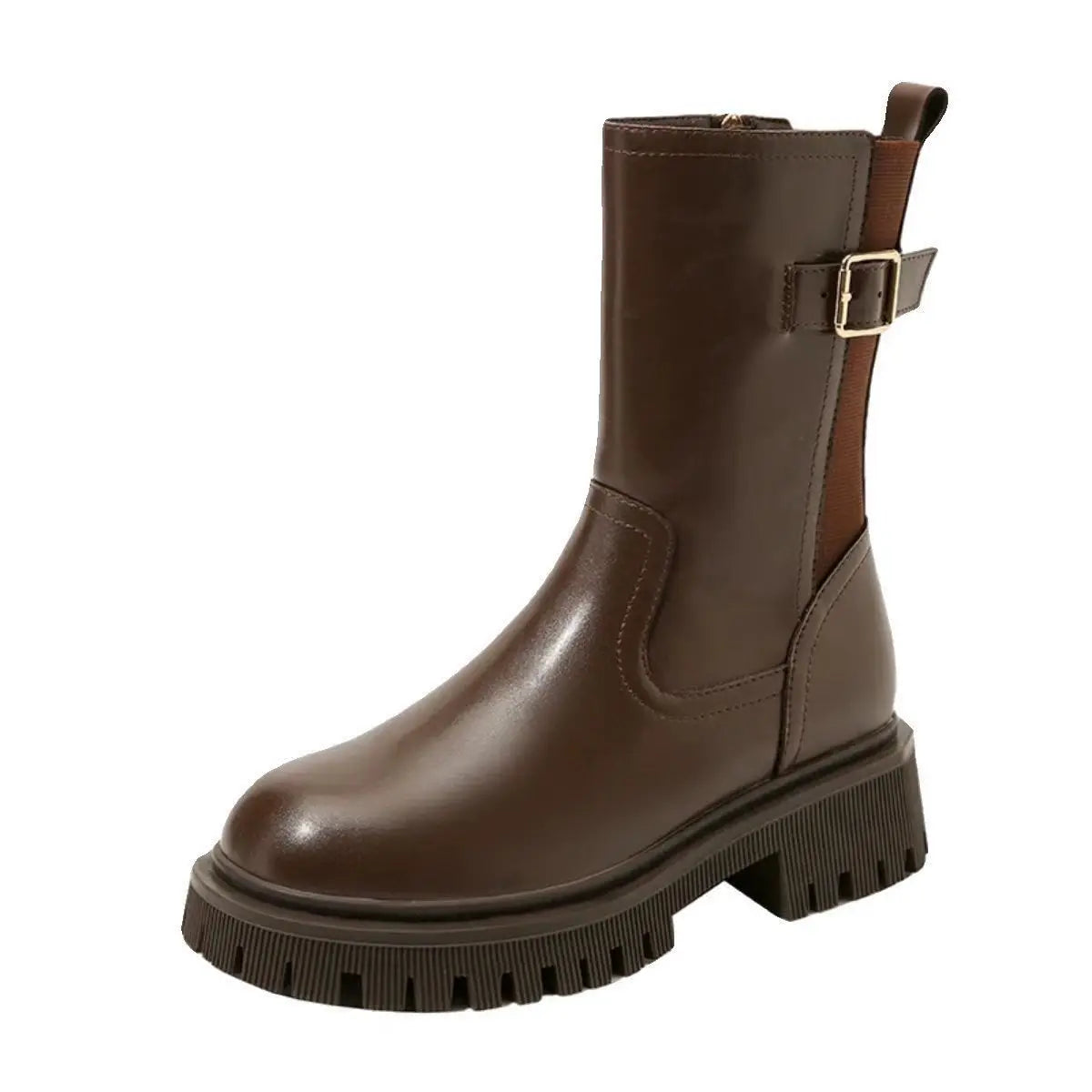 Leather Platform Women's Ankle Boots Autumn Winter Chelsea Female Short Shoes Round Toe Booties Trend 2025 Designer Luxury Boot