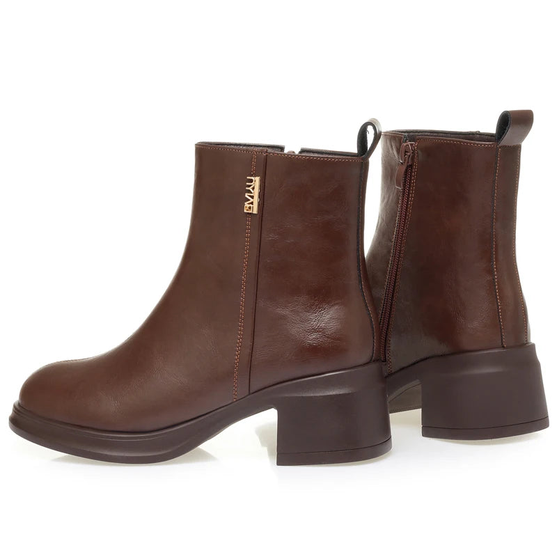 AIYUQI Women's Ankle Boots Wool Warm 2025 New Genuine Leather Snow Boots for Women Large Size Fashiona Retro Winter Boots