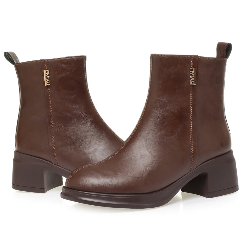 AIYUQI Women's Ankle Boots Wool Warm 2025 New Genuine Leather Snow Boots for Women Large Size Fashiona Retro Winter Boots