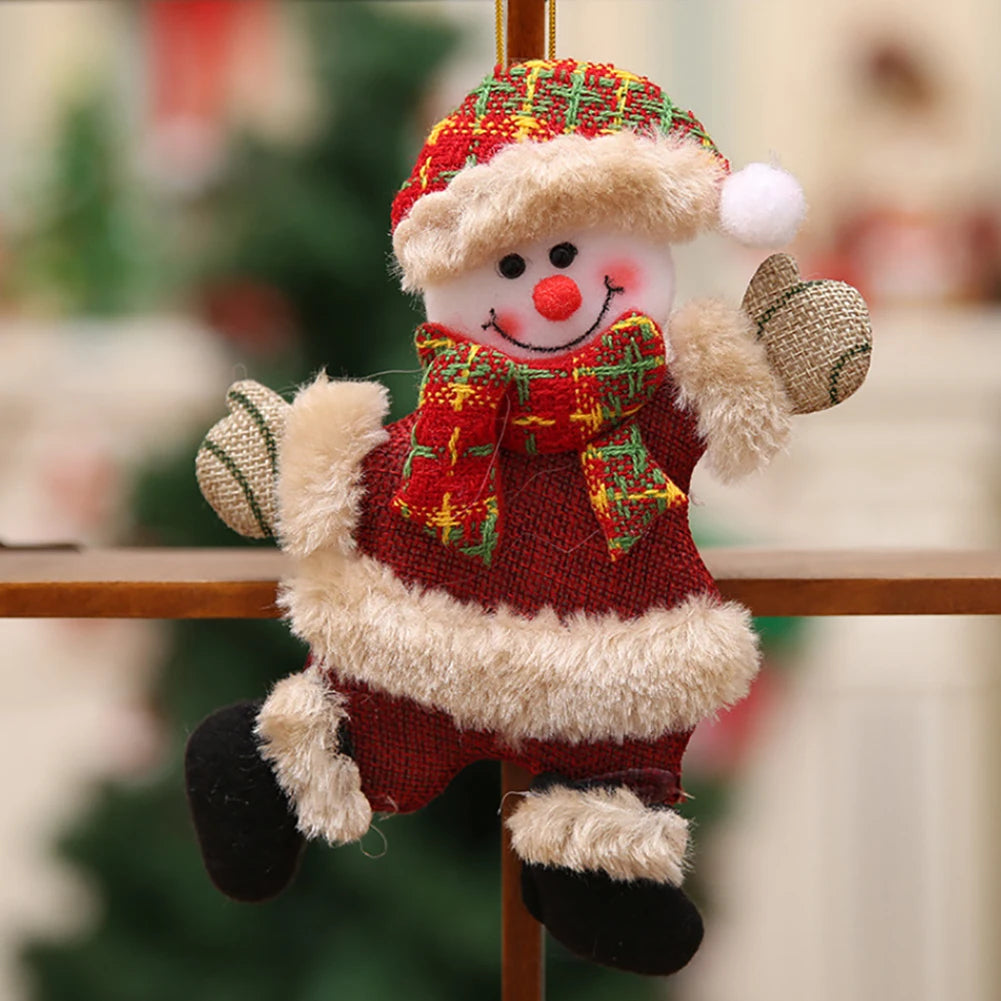 4PCS Christmas tree decoration snowman Santa Claus elk bear cloth doll Christmas doll pendant ornaments