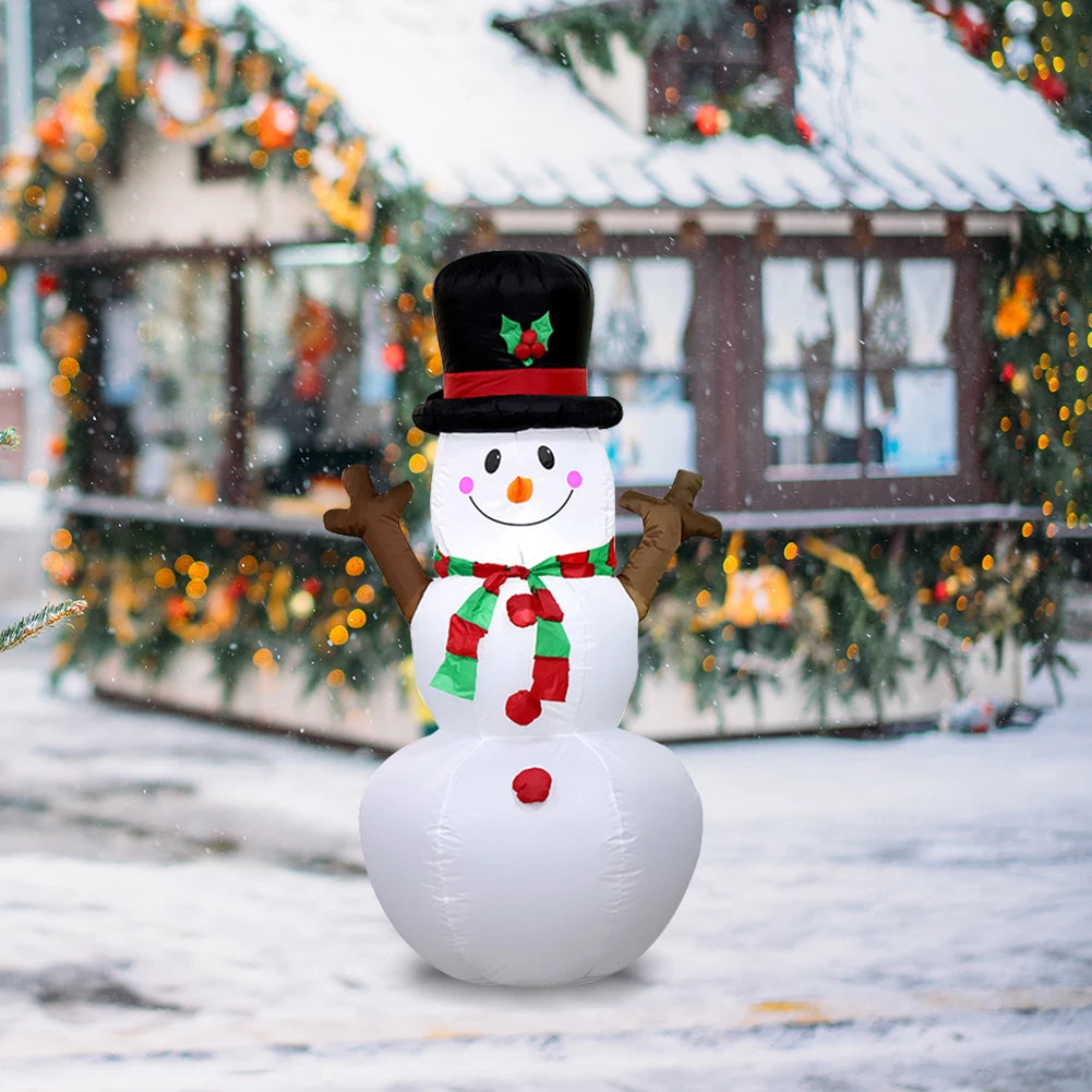 Inflatable Illuminated Snowman Ornament with LED Light Snowman Dolls Decor for Xmas Garden Party Decor