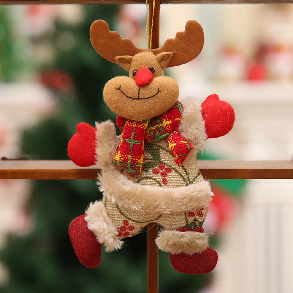 4PCS Christmas tree decoration snowman Santa Claus elk bear cloth doll Christmas doll pendant ornaments