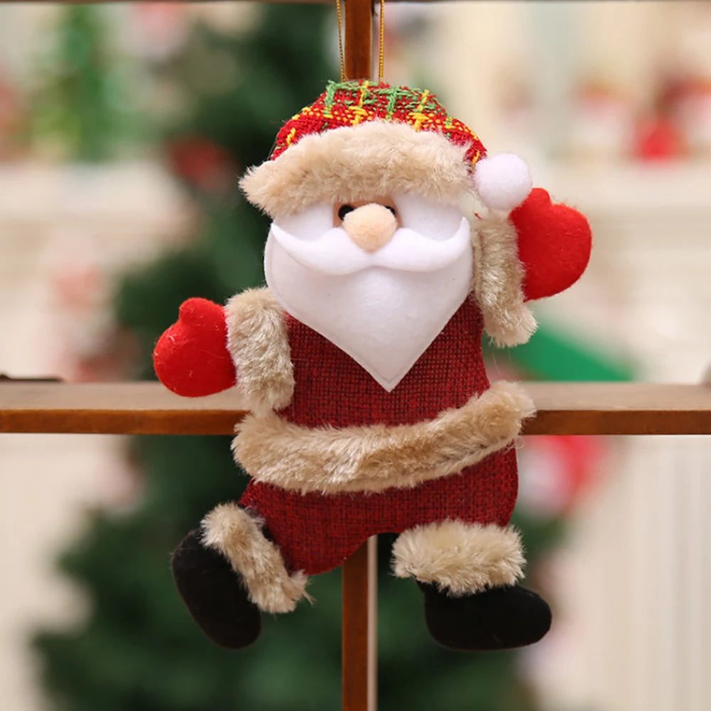 4PCS Christmas tree decoration snowman Santa Claus elk bear cloth doll Christmas doll pendant ornaments