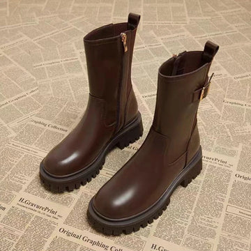 Stylish Women's Leather Platform Ankle Boots
