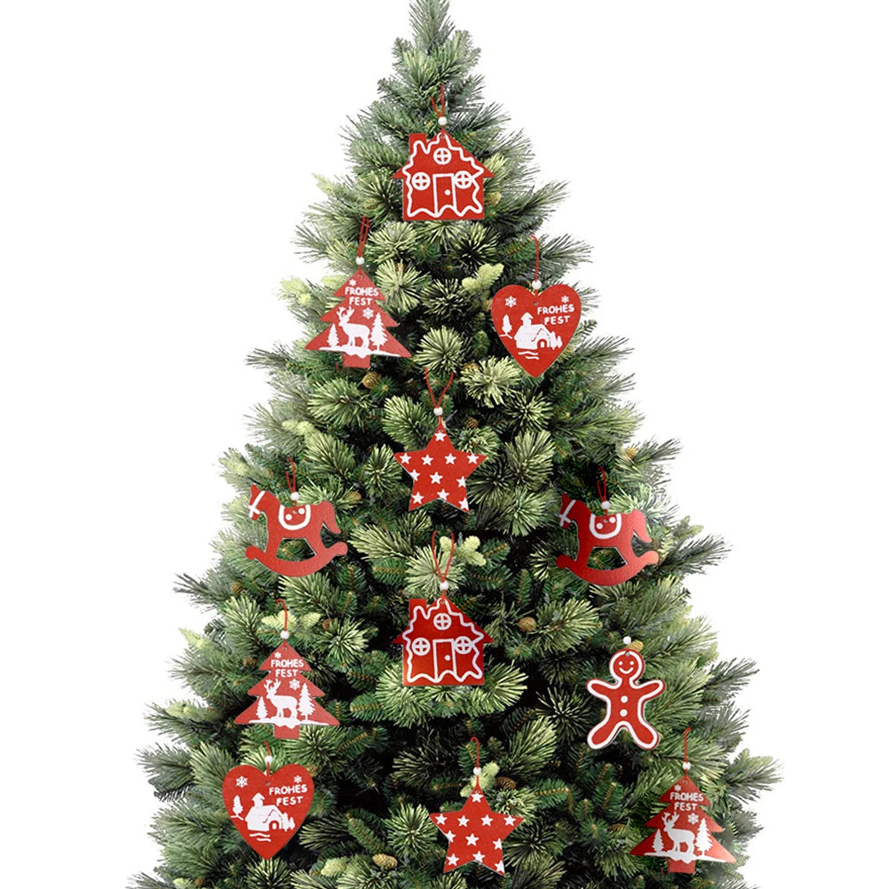 30 Pcs Christmas Tree Wooden Ornaments Set New Year Christmas Tree Decorations Pendant Ornaments