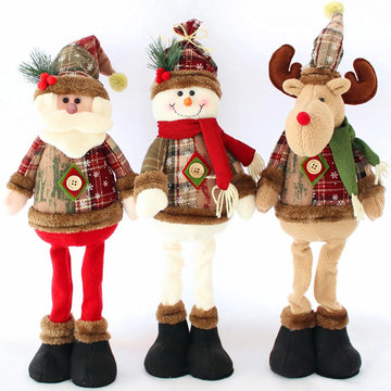 Charming Christmas Dolls Set - Santa, Snowman & Reindeer