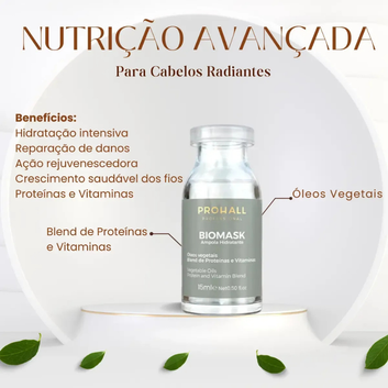 Kit 3 Ampolas Cronograma Tratamento Capilar Premium - Hidratação, Nutrição e Reconstrução