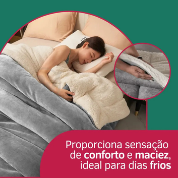 Coberdrom Sherpa Dupla Face — Aveludado por Fora, Quentinho por Dentro | Solteiro ao King